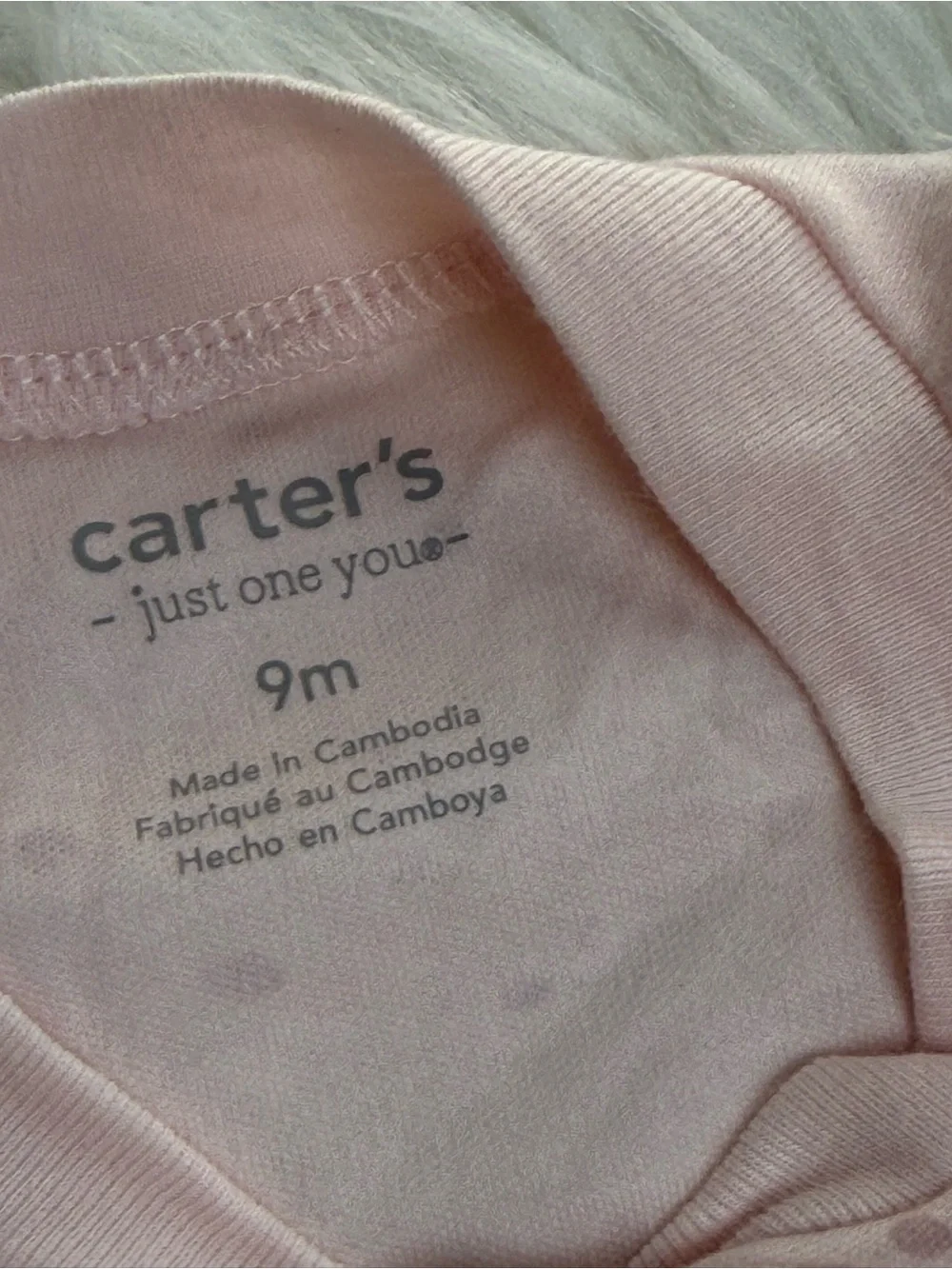 Carter's Light Pink Bunny Footed One-Piece Pajamas 9m